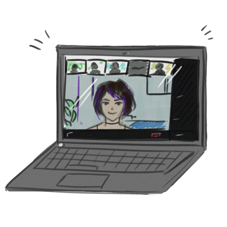 A laptop with Zoom on.