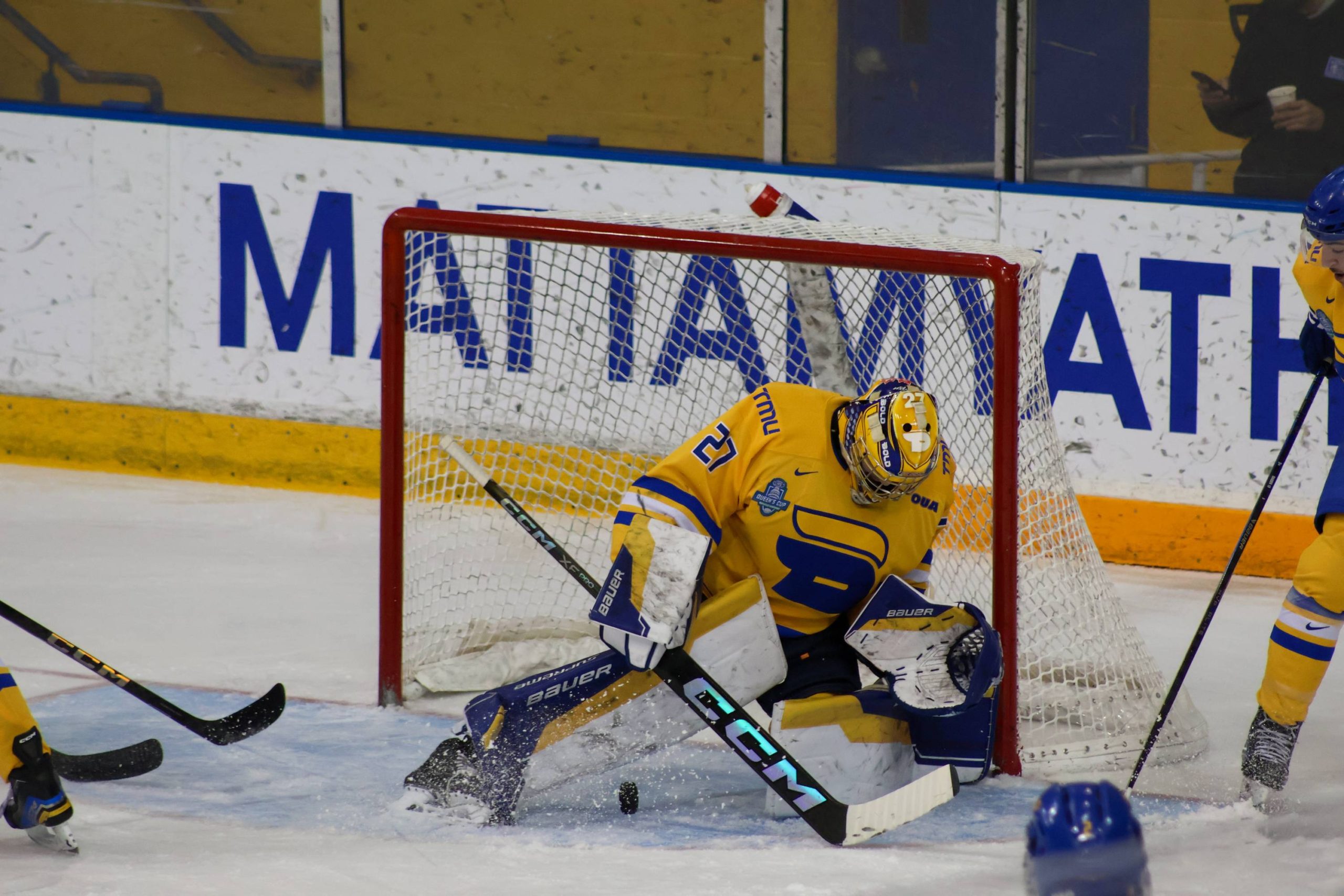 Kai Edmonds saving a shot